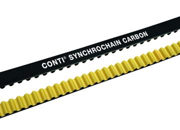 CONTI® SYNCHROCHAIN CARBON新型聚氨酯高性能同步带内含碳纤维拉力构件，令高效传动解决方案成为可能