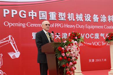 John Richter, PPG vice president of operations, coatings, Asia Pacific is delivering speech