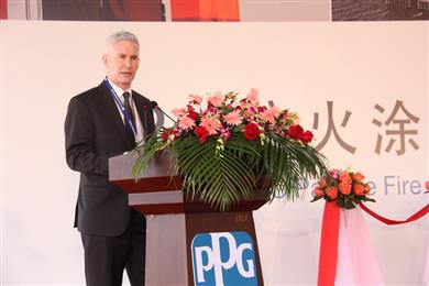 Mike Horton, president, PPG Asia Pacific is delivering speech