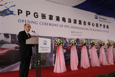 John Richter, PPG vice president of operations, coatings, Asia Pacific is delivering speech